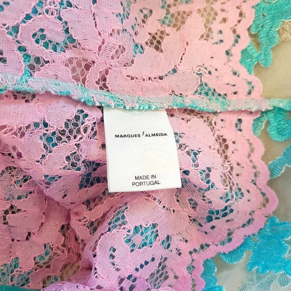 Marques Almeida Corset Y2K Dopamine Bright Ruffle Corded Floral Lace Top - Picture 11 of 15